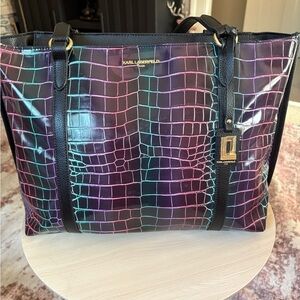Karl Lagerfeld Multicolor Croc-Embossed Tote